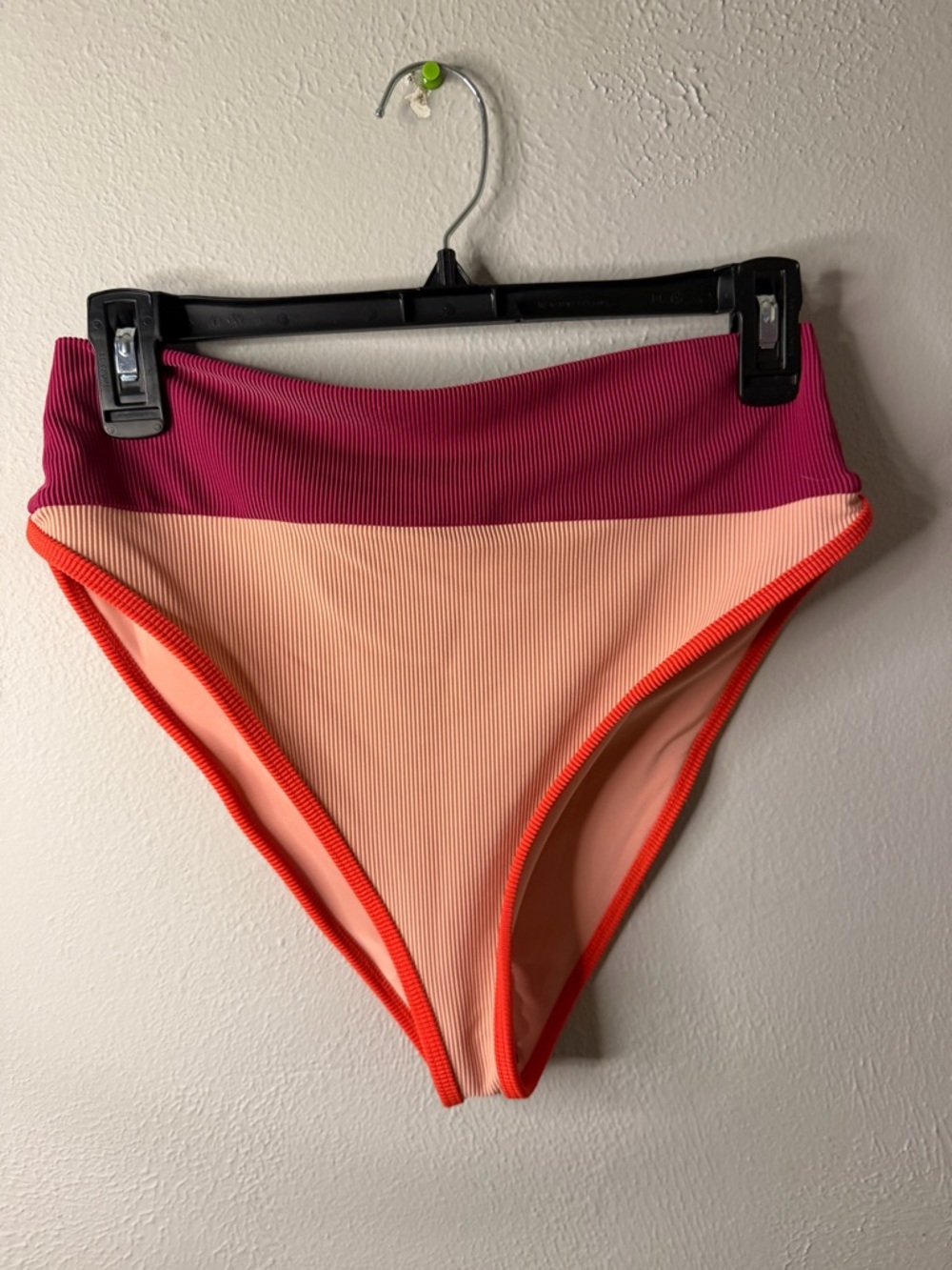 Beach Riot Colorblock High-Waist Bikini Bottom in Magenta, Peach & Coral